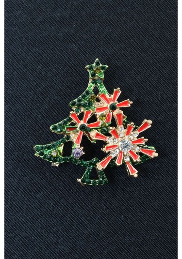 Zirkon Taşlı Cam Ağacı Broş. Yaka İğnesi Çam Ağacı Broş. Kadın Broş, Erkek Broş. Çam Ağacı Broş. Çok Renkli