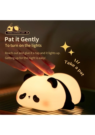Silikon Panda Led Gece Lambası Sevimli Hayvan Karikatür Nightlights Çocuklar İçin Başucu Masa Lambası Yatak Odası Oturma Odası Dekor Oyuncaklar Hediye Beyaz