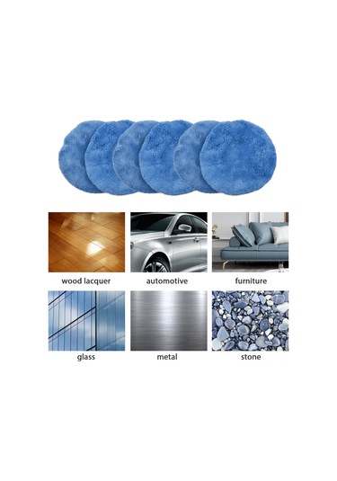 Mufunye 6'li Set Mavi Yumuşak Koral Kadife Araba Cilalama Başlığı, 16cm