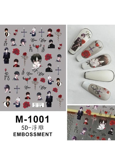 Nail Art Etiketler Çıkartmaları 5d Kabartmalı Kendinden Yapışkanlı Karikatür Çiçek Kelebek Yıldız Tırnak Çıkartmaları Whıte