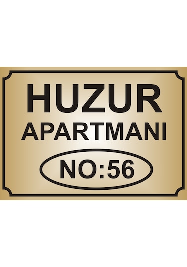 Apartman İsim Tabelası Aliminyum AYNALI Gold  Metal Levha
