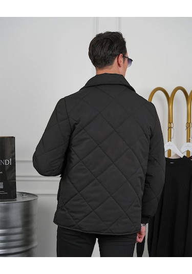 Modefendi Slim Fit Baklava Desen Torba Cep Dolum Elyaf Mont Siyah