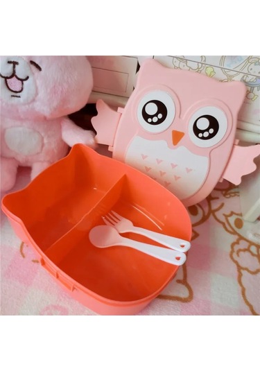 Taşınabilir Plastik Çocuk Öğrenciler Öğle Yemeği Kutusu Bento Açık Mavi - Pembe