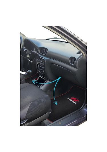 Hyundai Accent Yumurta Kasa Nakış İşlemeli 5 Parça Siyah Araç Oto Halı Paspas 1996-2000