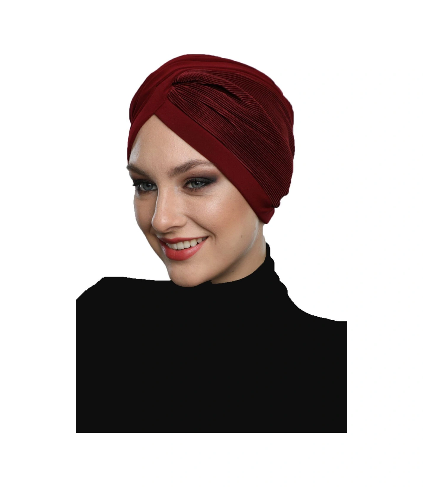Çapraz Plise Astarlı Hazır Türban Ve Tesettür Bonesi Bordo