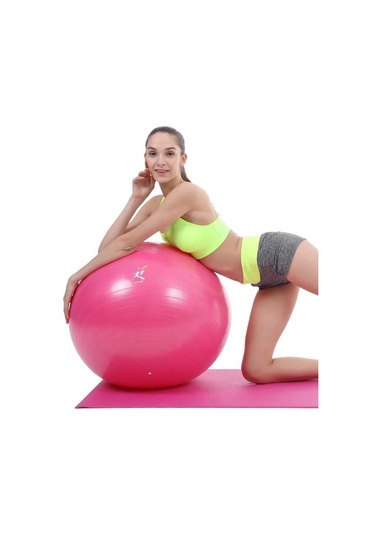 Pilates Topu 65 CM Pilates Pompası Egzersiz Set Fitness + Pompa Fuşya