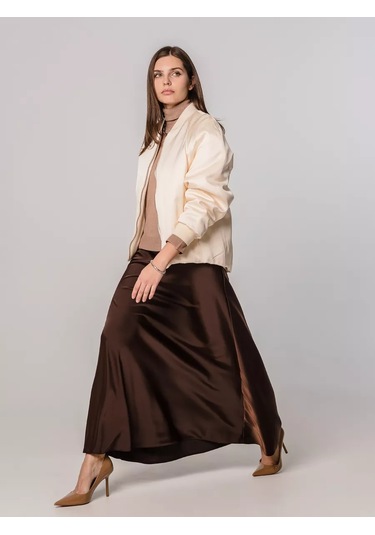 Foxı18 Satenden Maksi Etek 167690524 Kahverengi