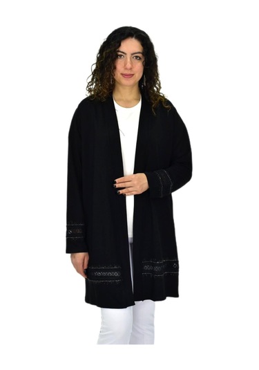 Kadın Siyah Likralı Viskon Hırka Bgl-st04678 Siyah