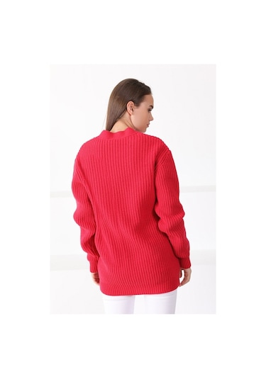 Ferraro Adda Kuzu Yünü Oversize Kadın Triko Hırka Tarçın