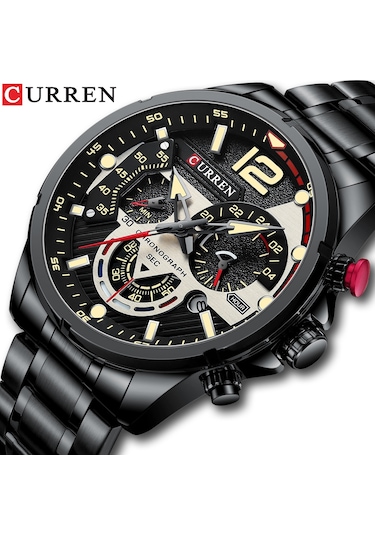 Curren 8395 Çelik Kayışlı Quartz Kol Saati Siyah