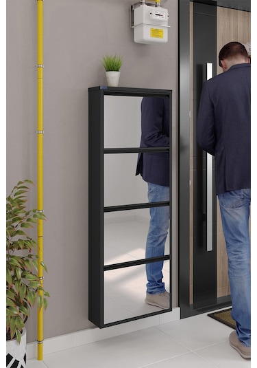 Ceha 4'lü Metal Ayakkabılık - Siyah/Aynalı K.AYK-4/A/P9005