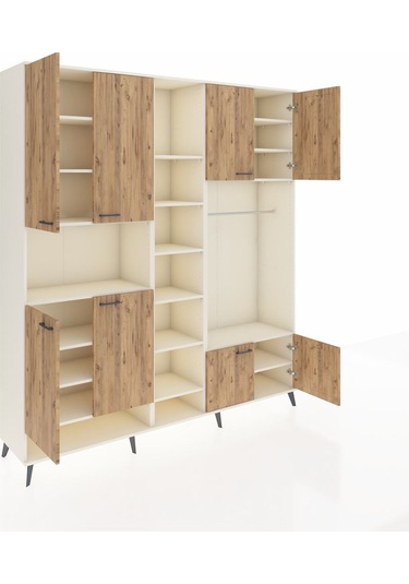 Hyperion Dolap 18 Raflı 8 Kapaklı Tek Askılı 220x44x243 Aytaşı-çam/aytaşı Atlas Çam/aytası