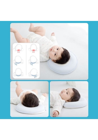 Yenidoğan Düz Başlı Bebek Yastığı Rahat Bebek Baş Şekillendirme Yastığı 0-12 Aylık Bebekler İçin Hafızalı Köpük Yastık