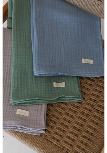 Pamuk 4 Katlı Müslin Battaniye Seti 3'lü Gri