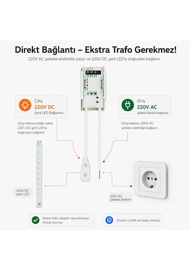 AYNA ARKASI 220V EL KAYDIRMA IŞIK ANAHTARI