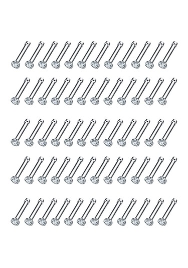 Suntek Kadın Kızlar Için Paslanmaz Çelik Burun Halkası 60-adet-beyaz Çok Renkli