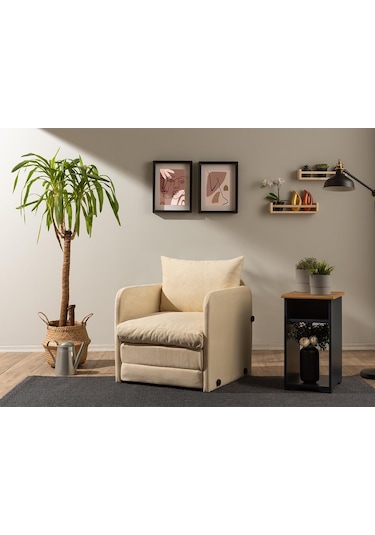 Pafu Saga Tekli Katlanır Yataklı Koltuk Soho Krem