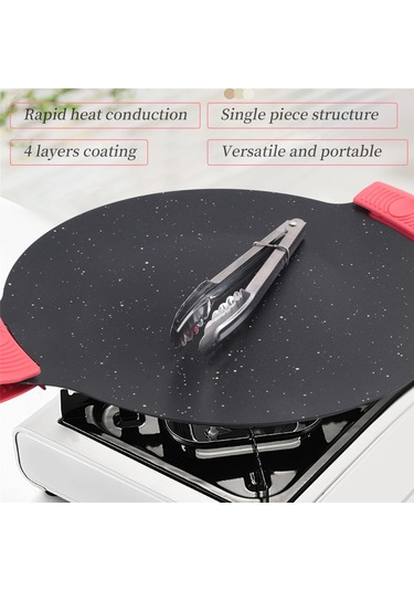 28cm Açık Hava Kamp Izgara Plakası Yapışmaz Kore Barbekü Plakası Siyah