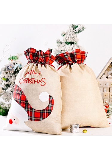 Mufunye Noel Büyük Boy Kumaş Hediye Çantası - 55x38 Cm, Şeker/ödül Taşıma, Santa/elk Desenli, Dayanıklı Kumaş Malzeme, Ev/parti Dekorasyonu Çok Renkli