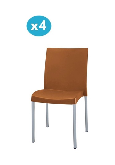 Omnipazar Mt-cf875 Vortice Plastik Bahçe Balkon Sandalye 4'lü Set Kahverengi