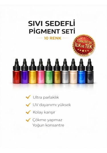 Epoksi Bazlı Parlak Sıvı Sedefli Pigment 10 Renk X 30 Gr