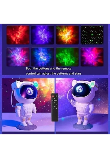Mobgift Astronot Tasarımlı Kumandalı Projector Projeksiyon Gece L Çok Renkli