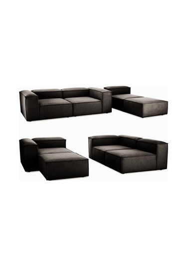 Relax Soft 4 Modül Köşe Takımı Siyah Keten 900 Siyah