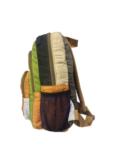 Kaliteli Vintage Salaş Yıkama Kumaş Disayn Günlük Gezi Okul Sırt Çantası 30cmx40cm Turuncu - Haki