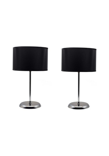2 Adet Krom Kaplama Siyah Abajur Siyah