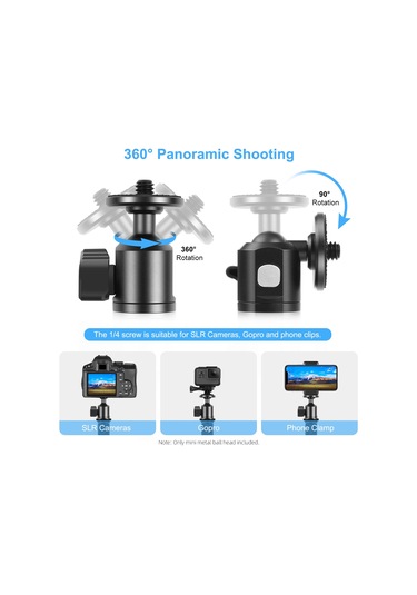Sones Puluz 1/4 İnç İç Vida Metal Tripod Topuz Başlı Adaptör Düğme Kilidi Siyah