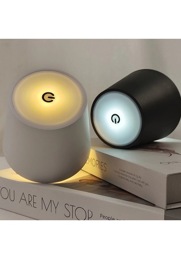 Kablosuz Şişe Lambası - Şarjlı Abajur Masa Işığı Dokunmatik Şişe İçin Led Siyah Beyaz Seçenek Çok Renkli