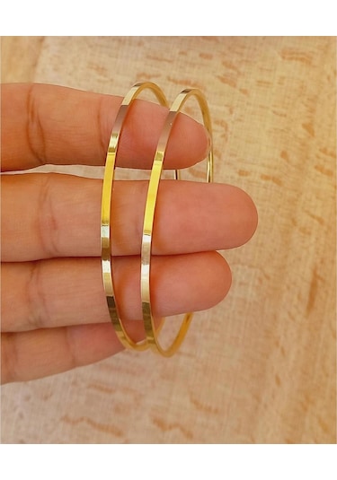 2li Ajda Bileklik Ajda 2'li Gold Kadın İnce Ajda Bilezik - 3155-2 Çok Renkli