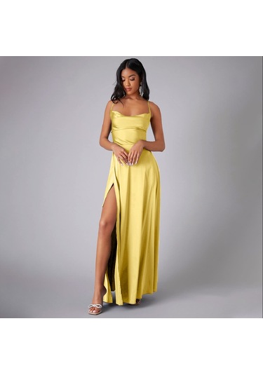 Tuomeng Yeni Avrupalı Ve Amerikalı Kadın Bağcıklı Peri Eteği Sarı