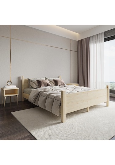 Melodi Model Vernikli Çam Ahşap Karyola-122 120 x 200