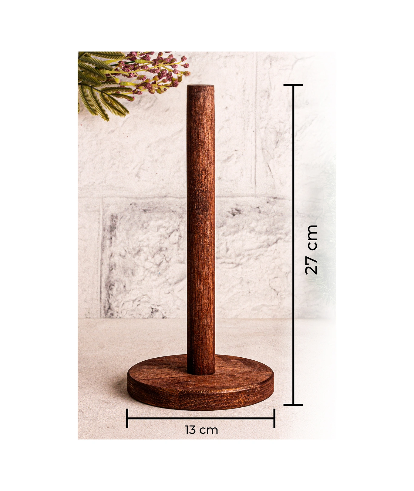 Snippy Rully - Ahşap Kağıt Havluluk Masaüstü Rulo Kağıt Havluluk Dik Peçetelik Kahverengi