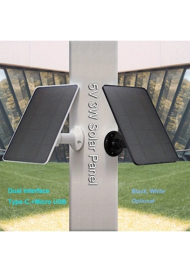 Xuweiwei Düşük Voltajlı Güvenlik Kameraları İçin 5v 3w Beyaz Çift Paket Güneş Paneli Mikro Usb Usb-c Uyumlu Kolay Kurulum 360 Dönüş