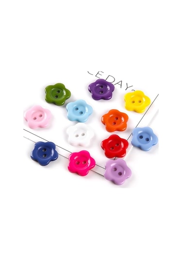 Çiçek Renkli Düğme Renkli Papatya Düğme 1,4 Cm - 25 Adet