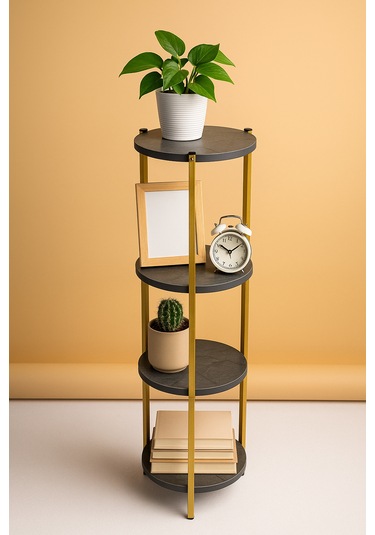 4 Katlı Raf - Çiçeklik, Organizer, Sehpa Ve Köşe Rafı Gold02