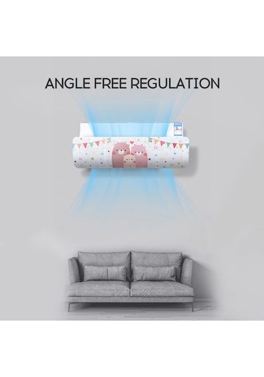 Kosona Çocuklar İçin Uygun Duvar Tipi Klima Rüzgar Engelleyici, Pp Malzeme, 180 Derece Ayarlanabilir, Delikli Tasarım, Gül Sepeti Desenli