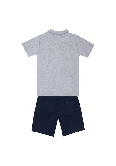 Denokids Mushi Sharrk Erkek Çocuk Polo Yaka T-shirt Şort Takım Çok Renkli