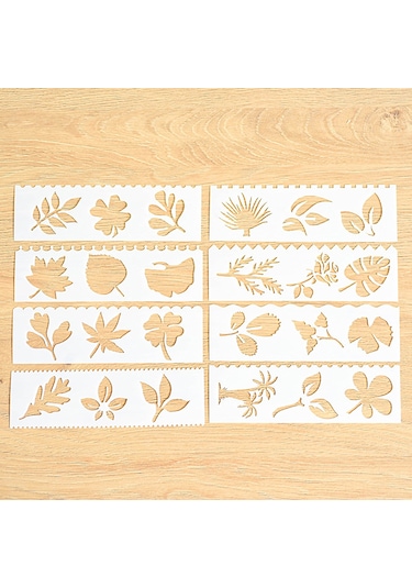Aubyhe Çocuklar İçin Çizim Åÿablonu Seti - 8 Adet Pp Malzeme, 16 Farklı Desen Bitki, Hayvan, Gã¼naydä N/ã Ä Ktä , Parti Vb. , 18.3x5.5 Cm Uzun Åžekilli Åžablonlar