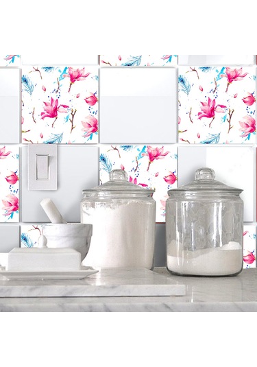 Dianziye Mediterranean Tarzı Pvc Otomatik Yapışkan Duvar Çini Sticker 20x20cm 10 Adet - Zengin Dekor Ve Kolay Uygulama Diğer