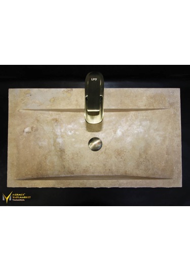 Traverten Batarya Çıkışlı Yay Patlatma Lavabo