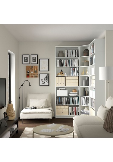 Köşe Kitaplık, Beyaz, 136/136x28x237 Cm Beyaz
