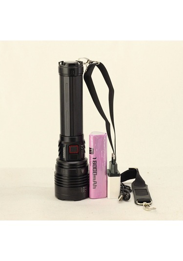 Pd-12500 Su Geçirmez 50 Watt 5000 Lümen Süper Güçlü Led Profesyonel Şarjlı El Feneri Çok Renkli