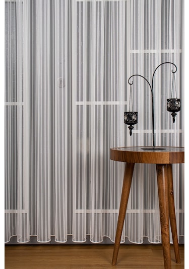 Çift Makarna Simli Armür Düz Tül Perde