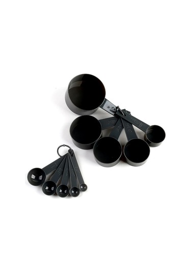 10 Adet/takım Mutfak Ölçüm Kaşığı Ölçüm Kapları Ölçüm Aletleri Taşınabilir Plastik Kahve Şeker Kepçesi Mutfak Aletleri Siyah