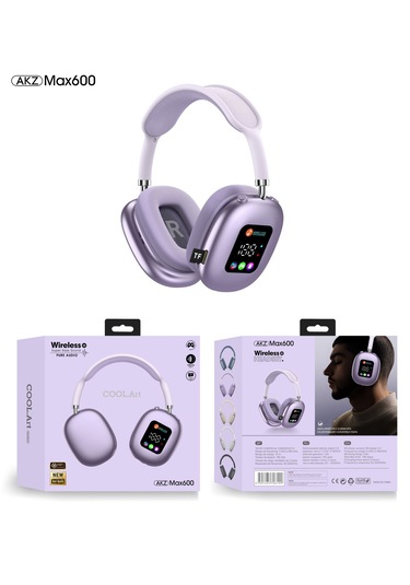 Akz Max600 Kablosuz Dijital Ekranlı Kart Okuyuculu Bluetooth Kulaklık