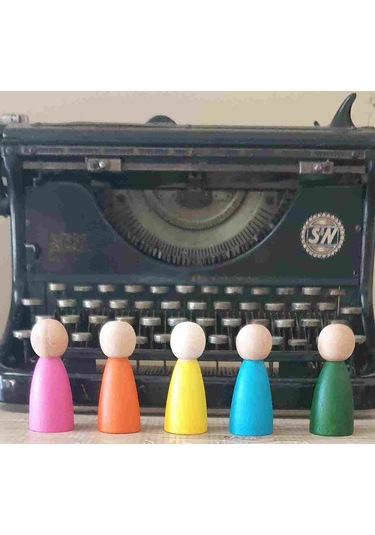 Waldorf Montessori Peg Bebek Mini İnsancık Boyalı 5'li Set Doğ...