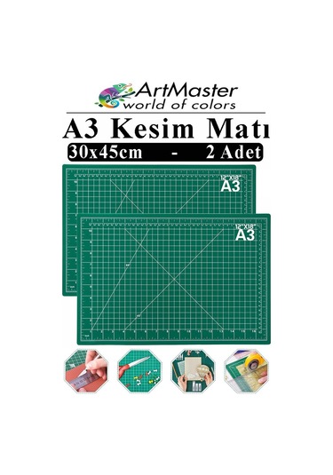 A3 Kesim Matı 2 Adet 30x45 Cm Çift Taraflı Çizim Matı Kesim Altlığı Kesme Madı Kesim Tablası Proje Etkinlik